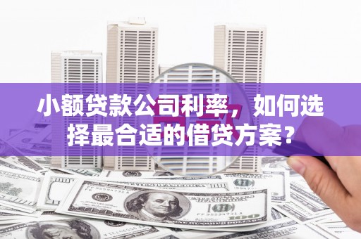 江永小额贷款公司利率，如何选择最合适的借贷方案？