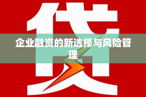 江永企业融资的新选择与风险管理